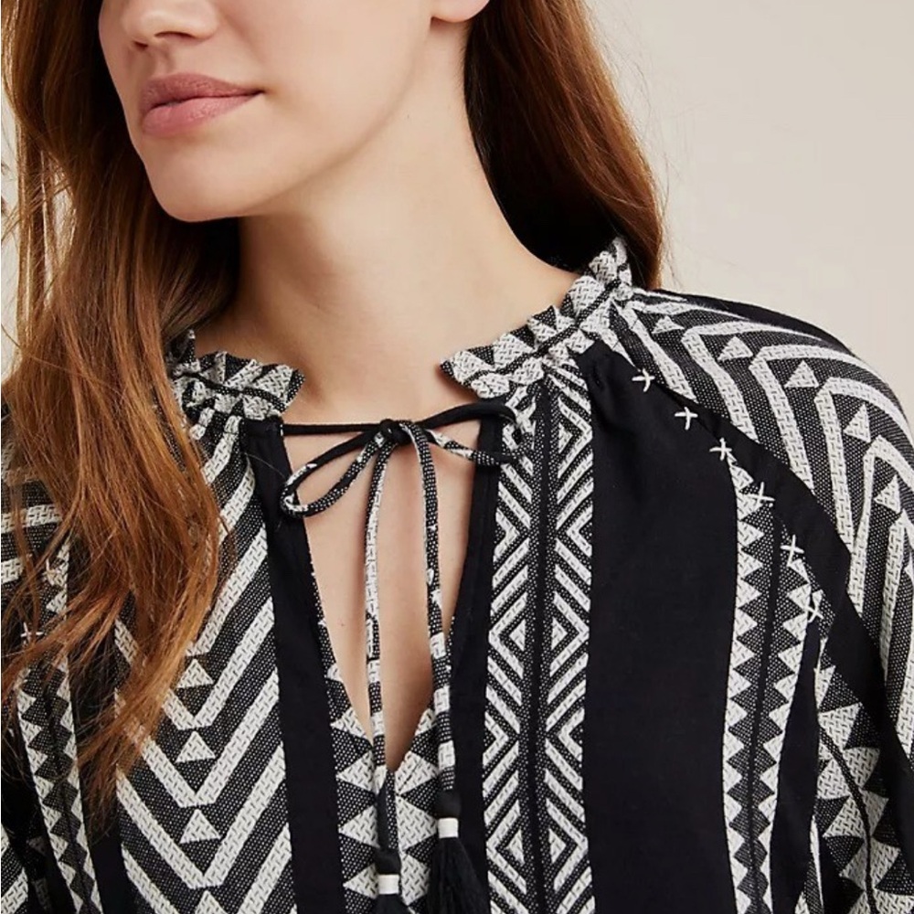 NEW TAGS ON Anthropologie Maeve Black and White Long Sleeve Dress - Picture 2 of 6